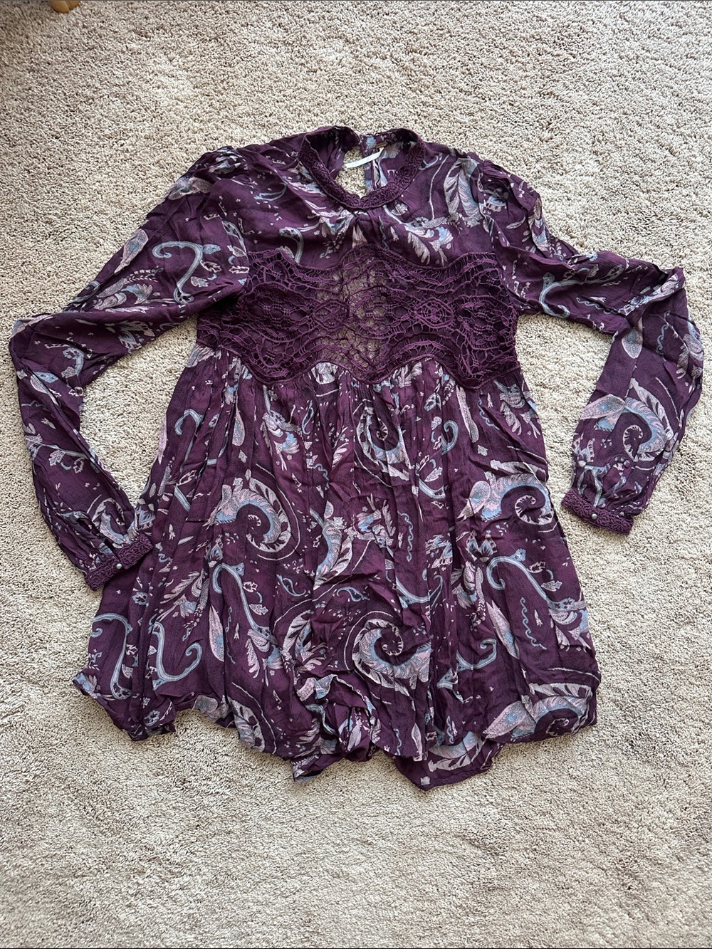 FREE PEOPLE paisley flowy lace boho dress in purple